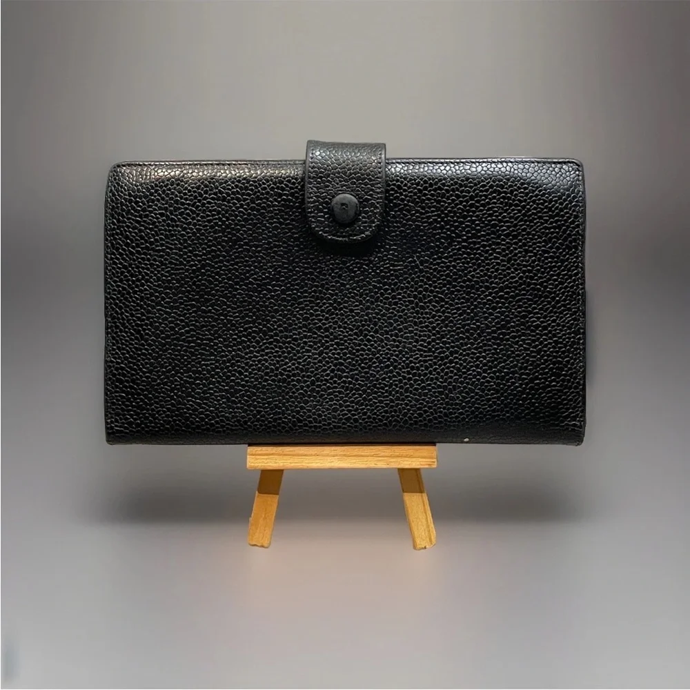 SOLD Vintage Chanel CC Black Caviar Leather Continental Long Wallet Clutch - Picture 5 of 16